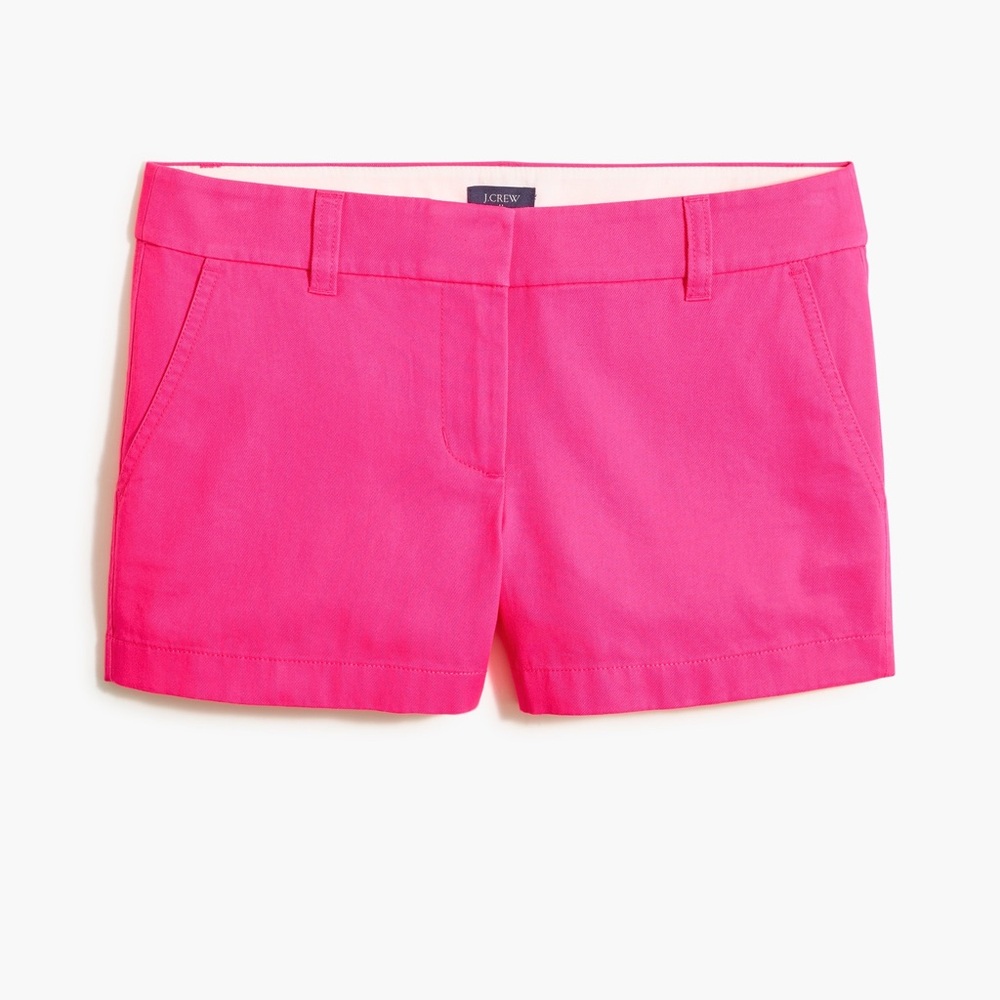 NWT J. Crew classic chino shorts, size 2, pink - faint blue spill needs washing